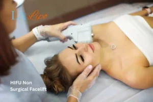 Woman having Hi-Fu to reduce wrinkles Sandy.